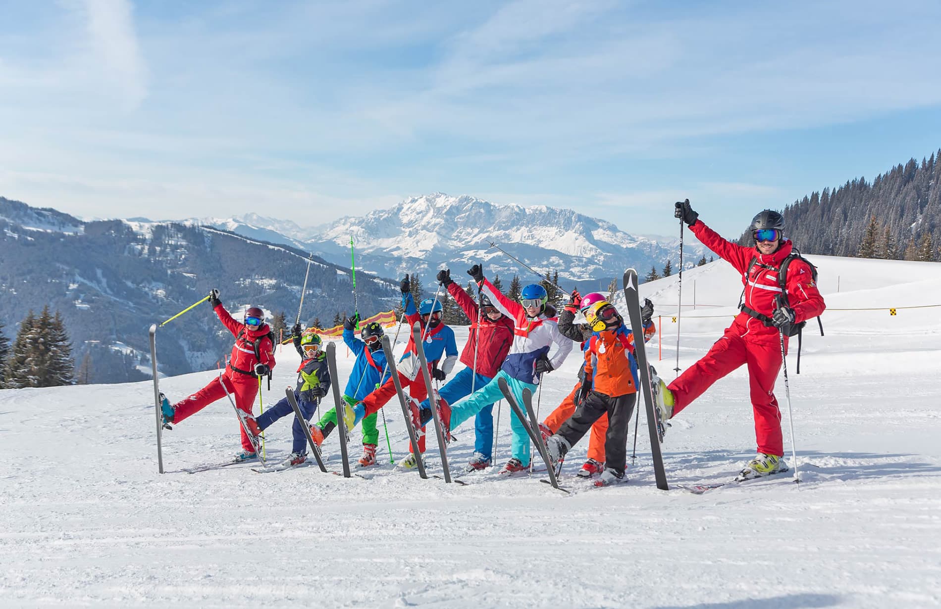Skifahren lernen in der Kinderskischule Schernthaner in Kleinarl mit gratis Skipass im März